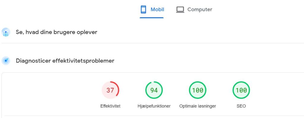 Hastighedsoptimering af hjemmeside - måling af hastighed